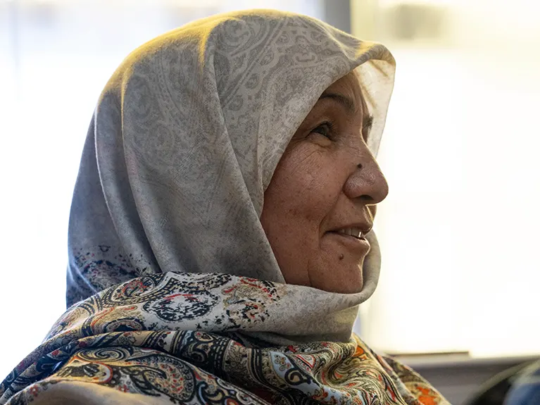 A Parwana student listening during a class.